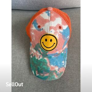 byFRANKI Tie-Dye Smiley Face Trucker Hat Unisex Adjustable Cap